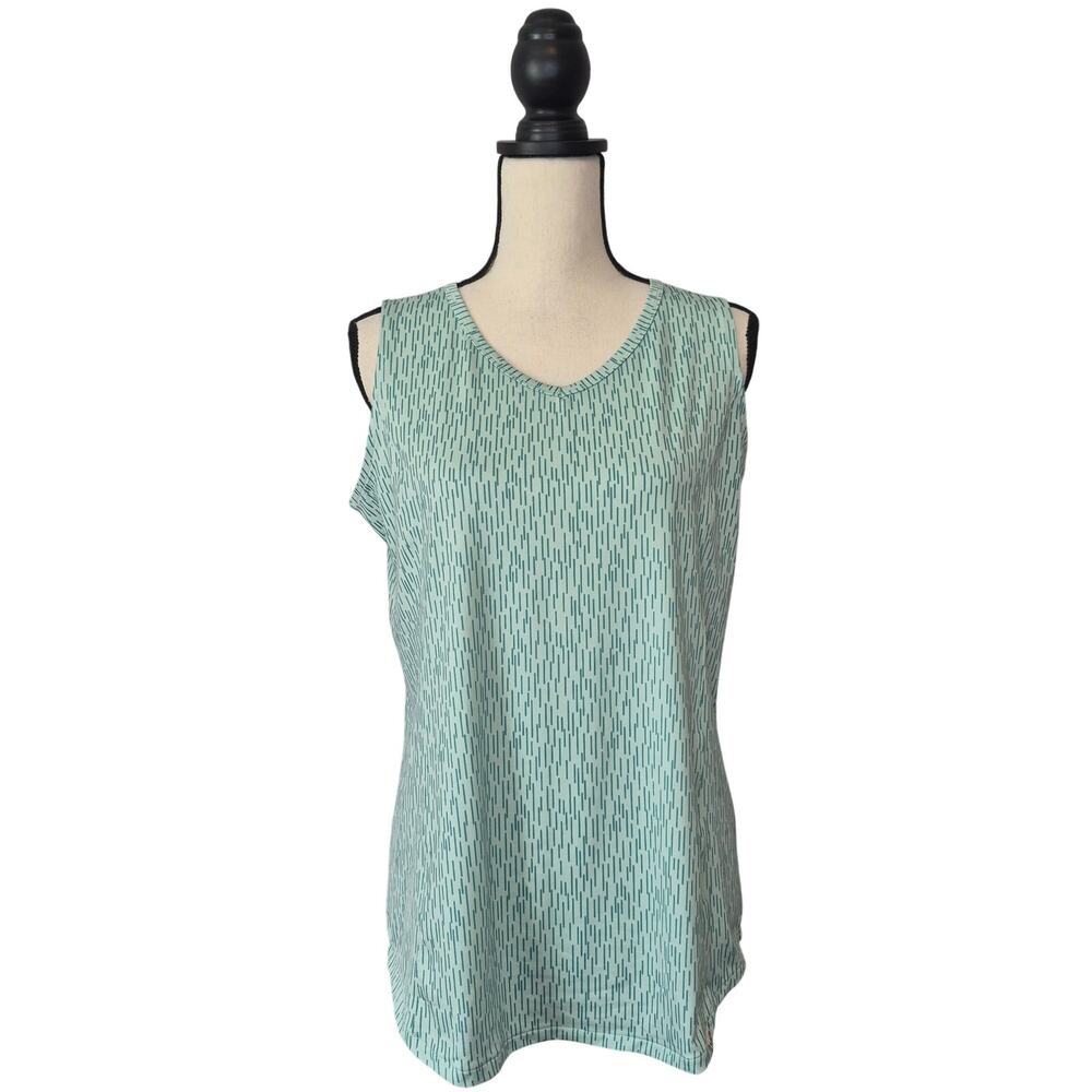 Duluth Trading Co Armachillo Cooling Tank Top Green Rain Water Print Womens Sz M